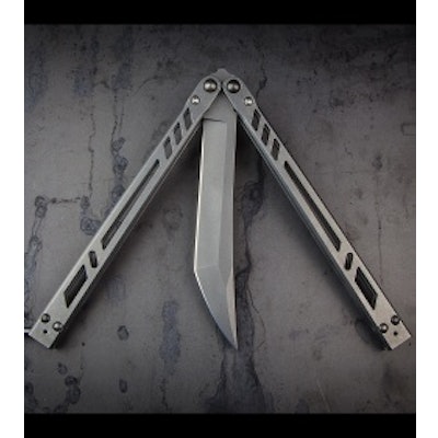 BRS Barebones 2.0 Balisong Butterfly Knife Stainless Steel (4.375" Stonewash) - 