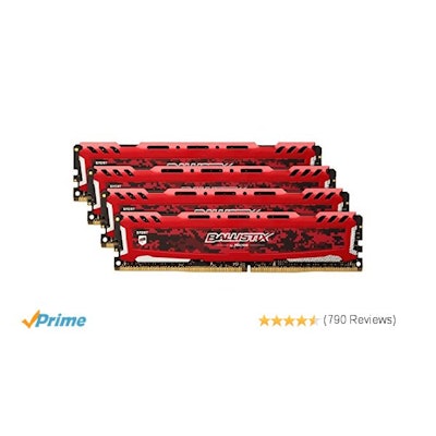 Amazon.com: Ballistix Sport LT 16GB Kit (4GBx4) DDR4 2400 MT/s (PC4-19200) DIMM 
