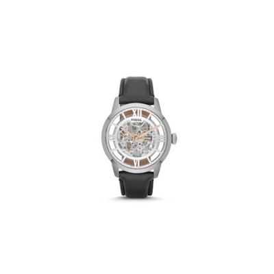 Townsman Automatic Black Leather Watch - Fossil