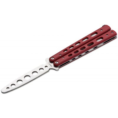 Boker Plus Balisong Trainer Butterfly Knife 4" Satin Unsharpened Blade, Red G10 