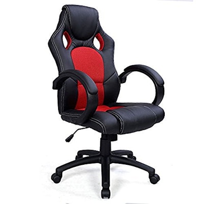 Sports Racing Gaming Office Computer PU Leather Luxury Chair Black & Red: Amazon