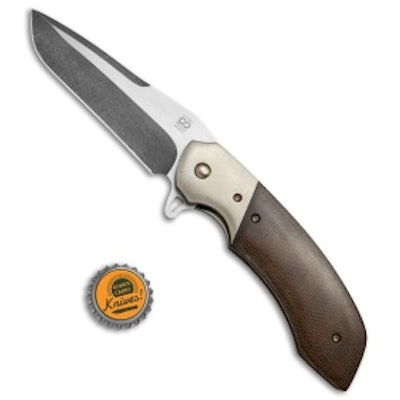 Olamic Cutlery Wayfarer Flipper Knife Green Micarta/Bronze Ti (Acid SW) W944 - B