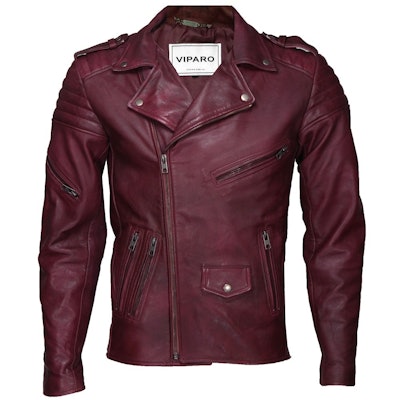 Mens Oxblood Red Searle Quilted Lambskin Leather Jacket | by VIPARO