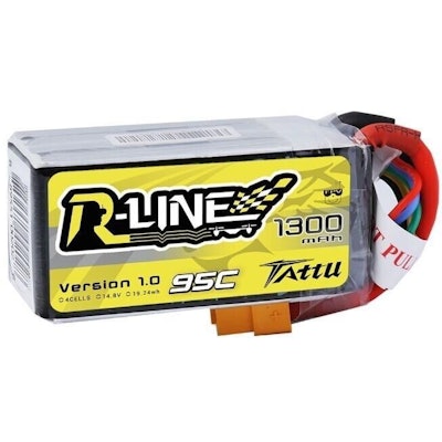 Tattu R-Line 1300mAh 95C 4S1P lipo battery pack