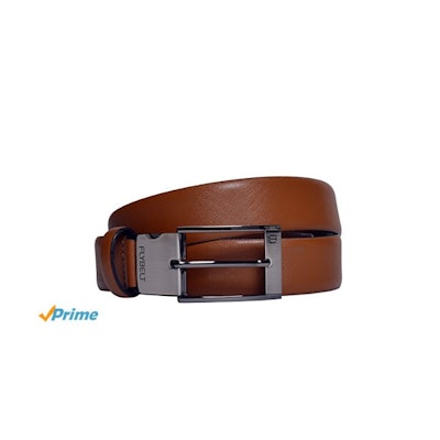 Flybelt Business Class Saffiano Leather Two-Tone Buckle Belt (40US / 105EU, Cogn