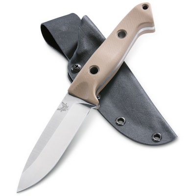 Benchmade 162-1 Bushcrafter Fixed 4.43" S30V Satin Blade, Sand G10 Handles, Kyde