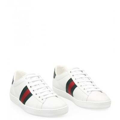 Gucci - Crocodile-Trimmed Leather Sneakers