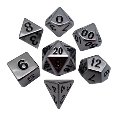 Metal Dice: 16mm Shiny Plated Polyhedral Dice Sets – Metallic Dice Games