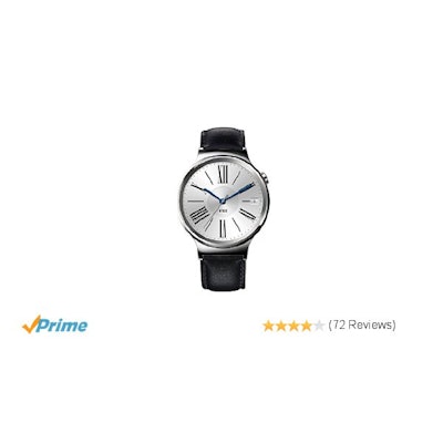 Huawei Watch Stainless Steel with Black Suture Leather Strap (U.S. W