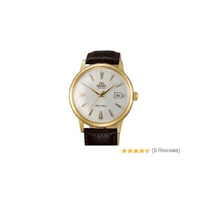 Amazon.com: Orient Bambino Automatic Dress Watch with White Dial, Gold Tone Case