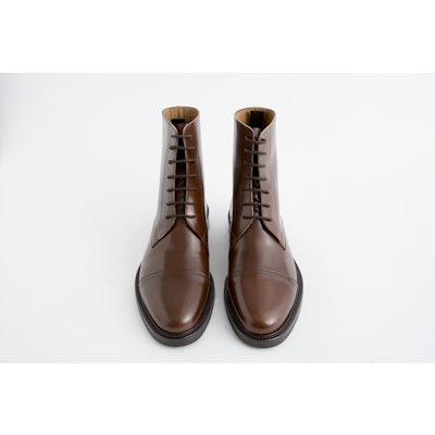 Chocolate Brown Cap-Toe Boot  with Complimentary Cedar Shoe Trees