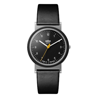 AW10 Classic Watch | Black dial and Black leather strap