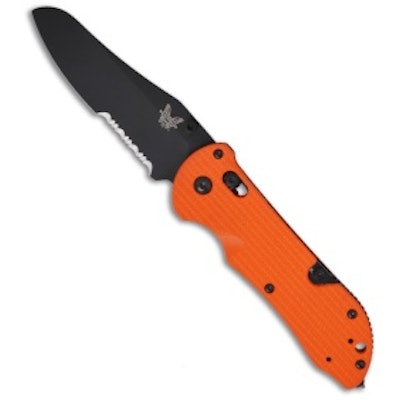 Benchmade Triage AXIS Lock Knife Orange G-10 (3.5" Black Serr) 915SBK-ORG - Blad
