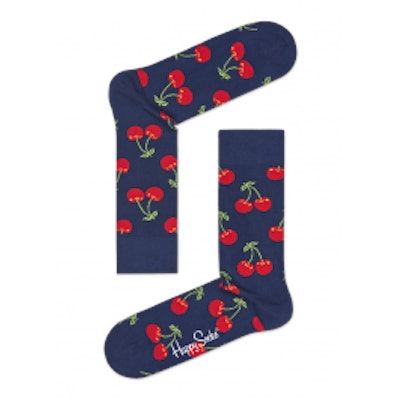 Navy Blue Combed Cotton Crew Sock: Cherry | Happy SocksLogoGoogle PlusInstagramY