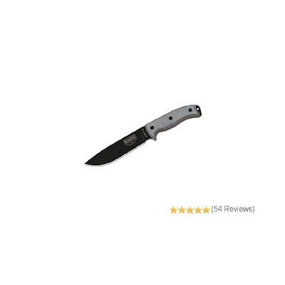 ESEE 6P Black Fixed Blade Knife with Desert Brown Molded Polymer Sheath