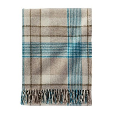 Pendleton Hampshire Plaid Lambswool Throw with Leather Carrier