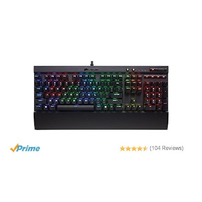 Corsair Gaming K70 LUX RGB Mechanical Keyboard, Backlit RGB LED, Cherry MX Brown