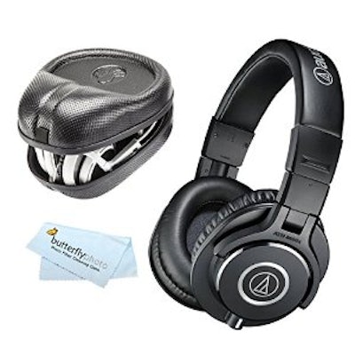 Audio-Technica ATH-M40x Professional Studio Monitor Headphones + Slappa Full Siz