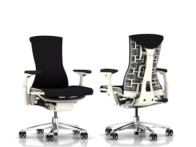 Herman Miller Embody Chair - White Frame, Black balance fabric, Aluminum base, w