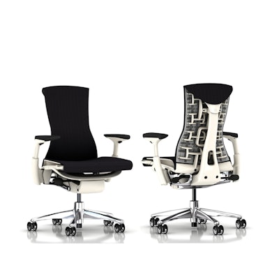 Herman Miller Embody Chair - White Frame, Black balance fabric, Aluminum base, w