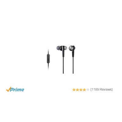 ] Sony MDRXB50AP Extra Bass Earbud Headset (Black)