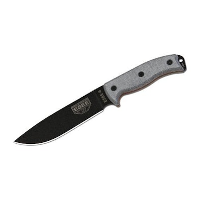 ESEE-6 Plain Black Blade With Grey Removable Lined Micarta Handles 1095 Carbon S