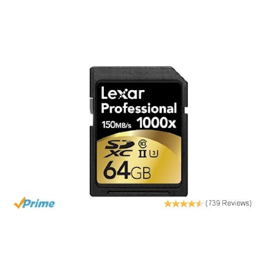 Lexar Professional 1000x 64GB SDXC UHS-II/U3 Card (Up to 150MB/s read)