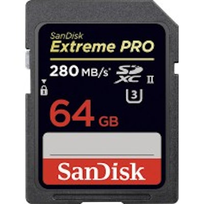 SanDisk Extreme PRO 64GB SDHC/SDXC Class 3 UHS-II Memory Card Black SDSDXPB-064G