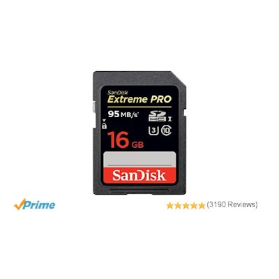 SanDisk Extreme PRO 16GB UHS-I/U3 SDHC Flash Memory Card with up to 