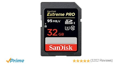 SanDisk Extreme PRO 32GB SDHC - 95MB/s Read and 90 MS/s Write