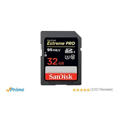 SanDisk Extreme PRO 32GB SDHC - 95MB/s Read and 90 MS/s Write