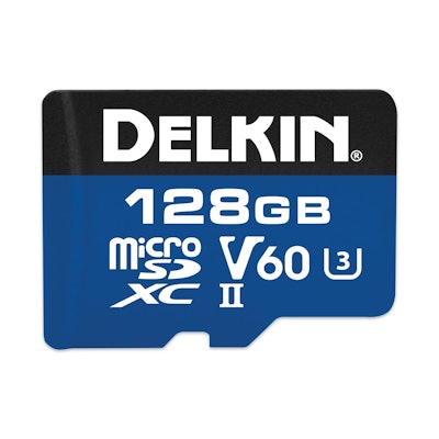 Delkin 128GB microSDXC 1900X UHS-I/UHS-II (U3/V60) Memory Card (DMSD1900128V)