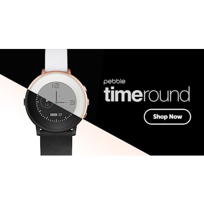 Pebble Time Round Rose Gold with White Leather Band