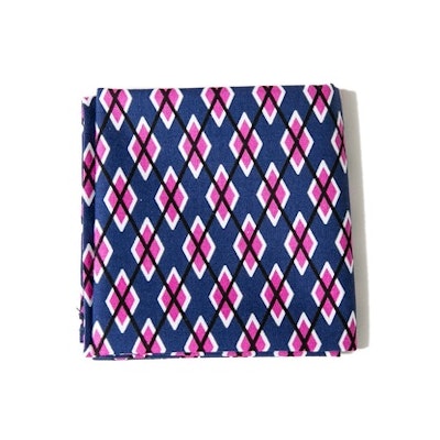 Navy & Pink Argyle Men's Handkerchief | Embroidery & Monogram 