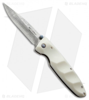 Mcusta Basic MC-25D Liner Lock Knife Ivory Corian (3.25" Damascus) - Blade HQ