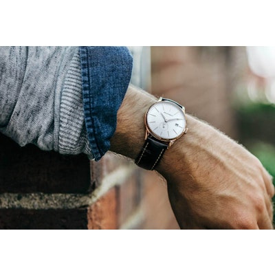 Melano top grain Italian leather strap: The Swiss made automatic wrist watch – B