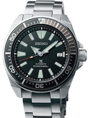 Seiko Samurai Prospex Automatic Dive Watch with Black Dial and Stainless Steel B