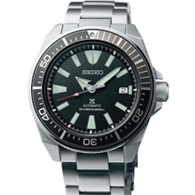 Seiko Samurai Prospex Automatic Dive Watch with Black Dial and Stainless Steel B