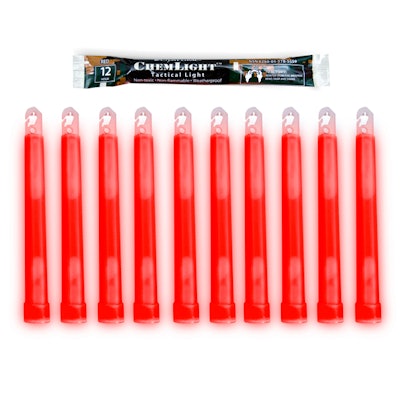 10 Pack Red ChemLights - Military Grade – 12 Hour Chemical Light Sticks