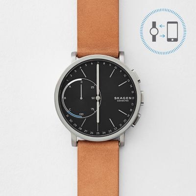Hagen Connected Titanium and Leather Hybrid Smartwatch | SKAGEN® | Free Shipping