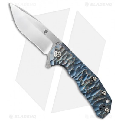 Kizer Ning Shoal Frame Lock Knife Blue Ano Titanium (3.5" Satin) Ki4469A2 - Blad