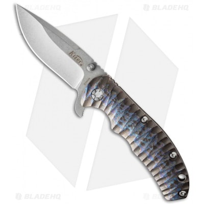 Kizer Folding Knife Anodized Titanium (3.5" Stonewash Plain) Ki401X2 - Blade HQ
