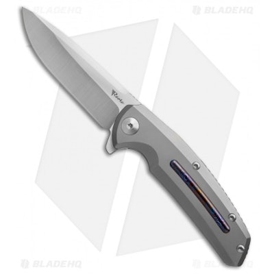 Reate Knives New Epoch Frame Lock Knife Titanium w/Mokuti Inlay (3.5" Satin) - B