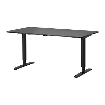 BEKANT Desk sit/stand - black-brown/black  - IKEA