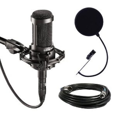Audio-Technica AT2035 Large Diaphragm Studio Condenser Microphone Bundle with Sh