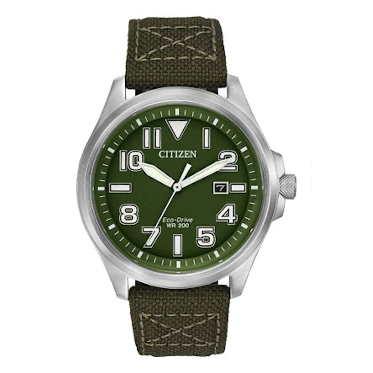 Men's Citizen Eco Drive Military Watch Green Canvas Strap Poll | Drop