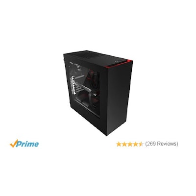 NZXT CA-S340MB-GR Source 340 Midi Tower Case - Black/Red: Amazon.co.uk: Computer