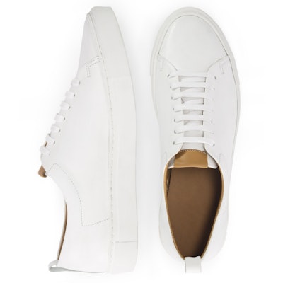 Premium Dalton Low Top Sneakers - White Leather - Beckett Simonon