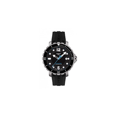 Tissot Seastar 1000 Men's Automatic 80 Black Dial Watch with Black Rubber Strap 