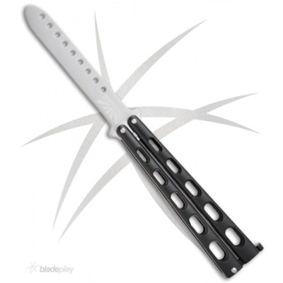 Ronin Gear Black Balisong Trainer Butterfly Knife - Satin Plain - Blade Play